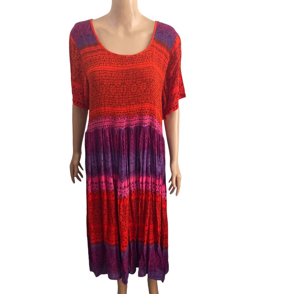 Vintage Drapers & Damon Maxi Dress Womens 3X Multi Colored Boho Inspired Plus